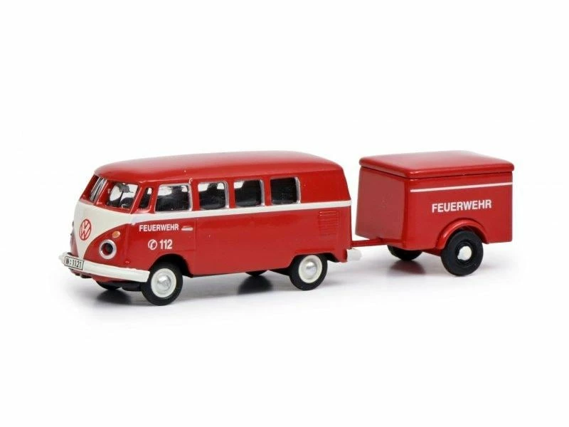 Schuco Feuerwehr VW T1 Bus mit Anhänger 1:87 3 Schuco Feuerwehr VW T1 Bus mit Anhänger 1:87