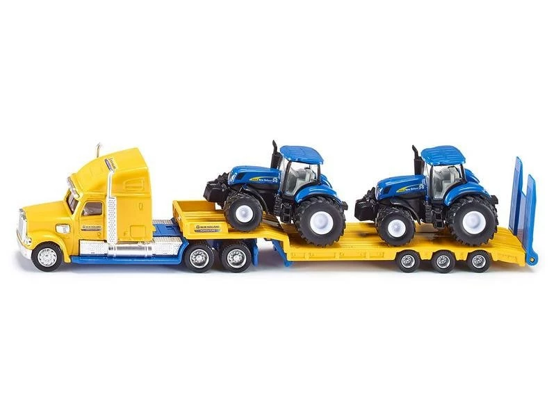 Siku Lastwagen mit Tieflader und 2x New Holland T8 Traktoren 1:87 3 Siku Lastwagen mit Tieflader und 2x New Holland T8 Traktoren 1:87