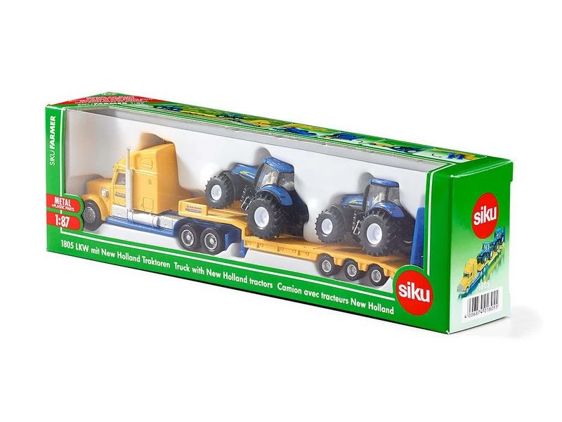 Siku Lastwagen mit Tieflader und 2x New Holland T8 Traktoren 1:87 4 Siku Lastwagen mit Tieflader und 2x New Holland T8 Traktoren 1:87 – Bild 2