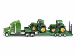 Siku Lastwagen mit Tieflader und 2x John Deere Traktoren 1:87