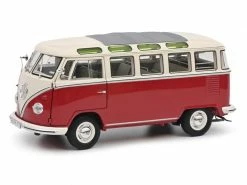 Schuco Van VW T1b Samba, Rot / Weiss 1:18